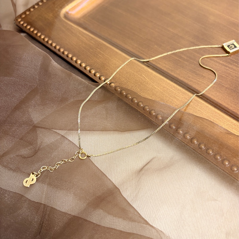 Christian Dior 迪奧鍍金琺瑯方牙項鏈 頸鍊 黑色-9