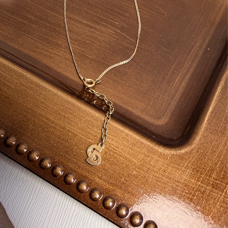 Christian Dior 迪奧鍍金琺瑯方牙項鏈 頸鍊 黑色-11