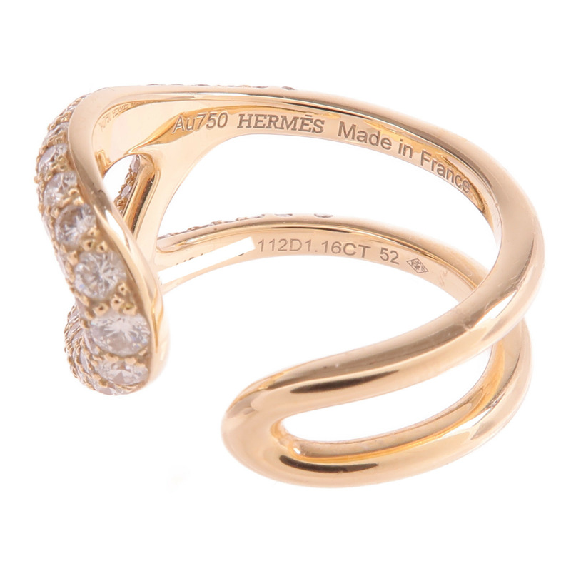 HERMES 18K玫瑰金Chaine d'ancre Punk Ring鑽石戒指-4