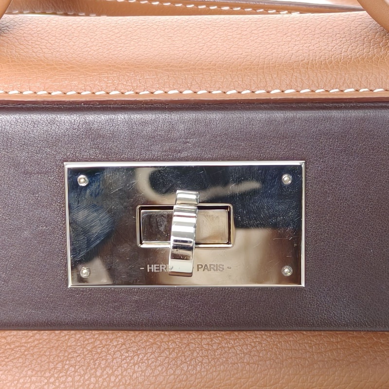 HERMES 2424mini21金棕色拼馬鞍紅拼夢幻紫EC皮U刻-4