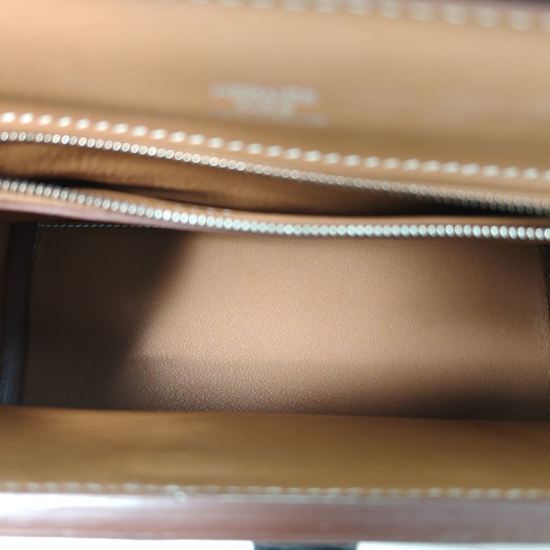 HERMES 2424mini21金棕色拼馬鞍紅拼夢幻紫EC皮U刻-5