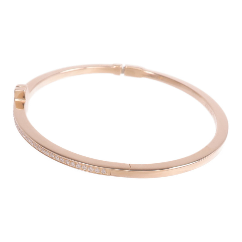 TIFFANY＆CO 18K玫瑰金T Diamond Hinged Wire Bangle鑽石手鐲-1