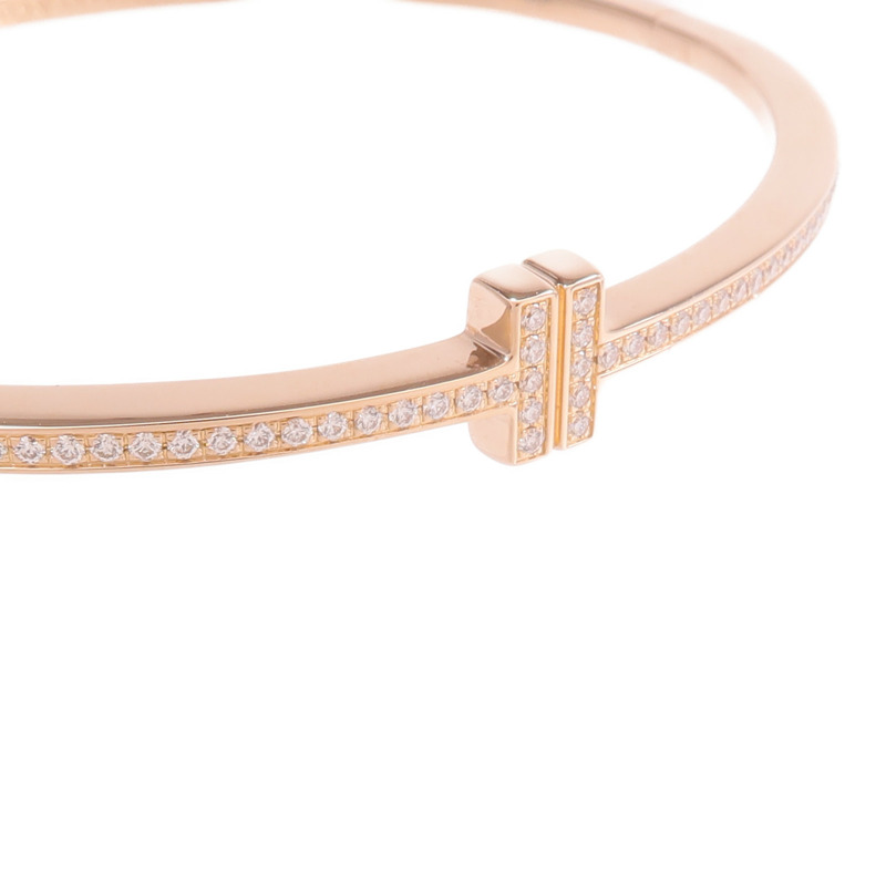 TIFFANY＆CO 18K玫瑰金T Diamond Hinged Wire Bangle鑽石手鐲-4