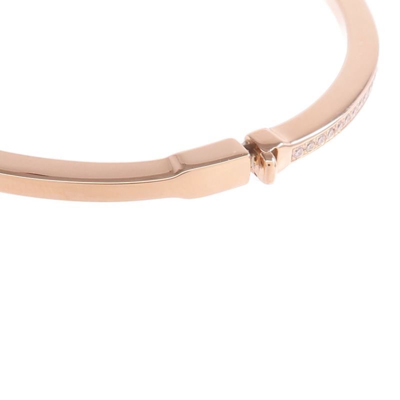 TIFFANY＆CO 18K玫瑰金T Diamond Hinged Wire Bangle鑽石手鐲-5