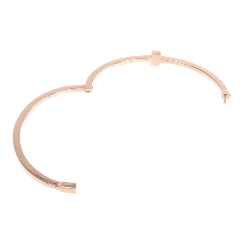 TIFFANY＆CO 18K玫瑰金T Diamond Hinged Wire Bangle鑽石手鐲-7