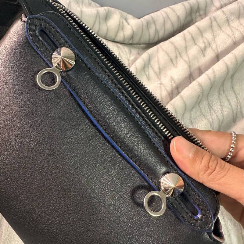 FENDI 黑藍邊小牛皮彩色寶石 By The Way Mini 兩用包-6