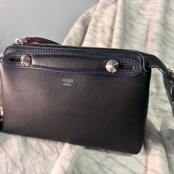 FENDI 黑藍邊小牛皮彩色寶石 By The Way Mini 兩用包-7