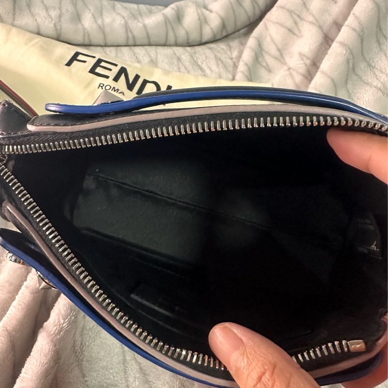 FENDI 黑藍邊小牛皮彩色寶石 By The Way Mini 兩用包-11