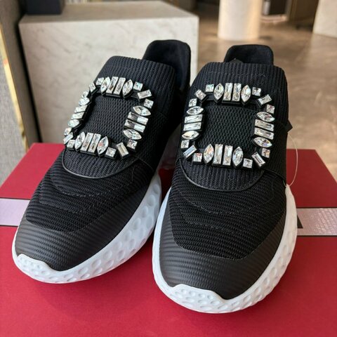 RV-水鑽方扣帆布運動鞋/黑