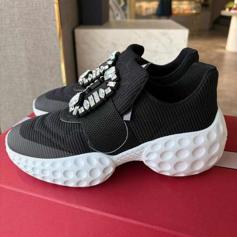 RV-水鑽方扣帆布運動鞋/黑-2