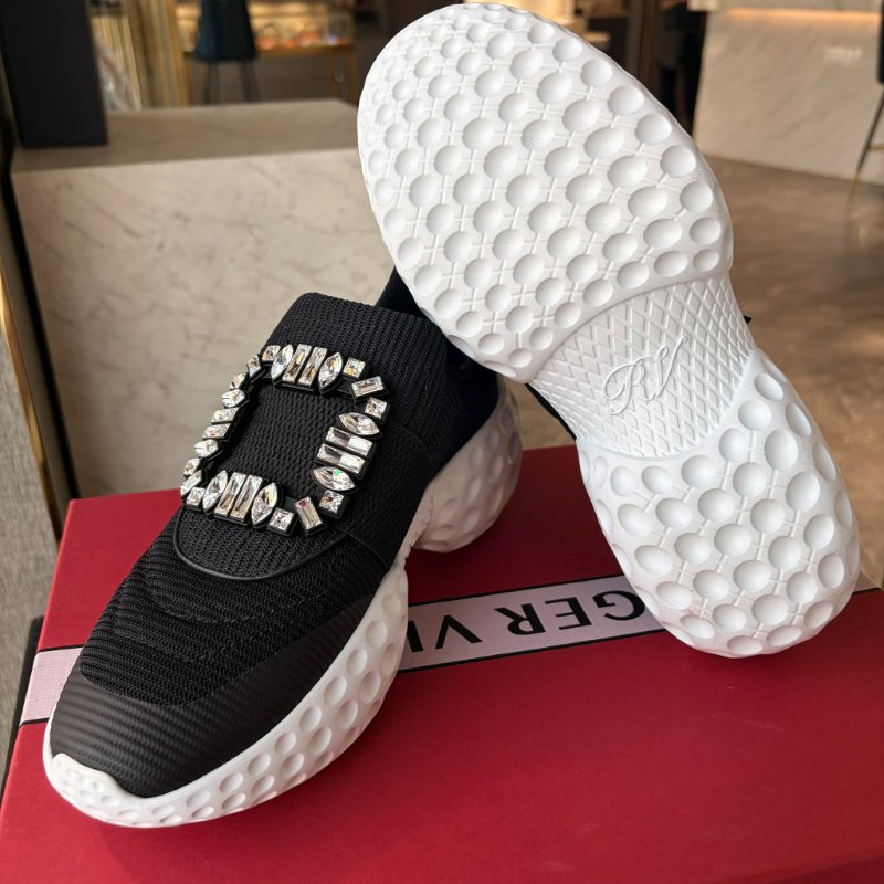 RV-水鑽方扣帆布運動鞋/黑-4