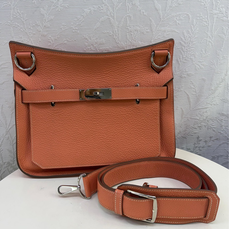 HERMES 愛馬仕 手袋 JYPSIERE 31L5 斜挎包 吉普賽包 蝦肉粉-0