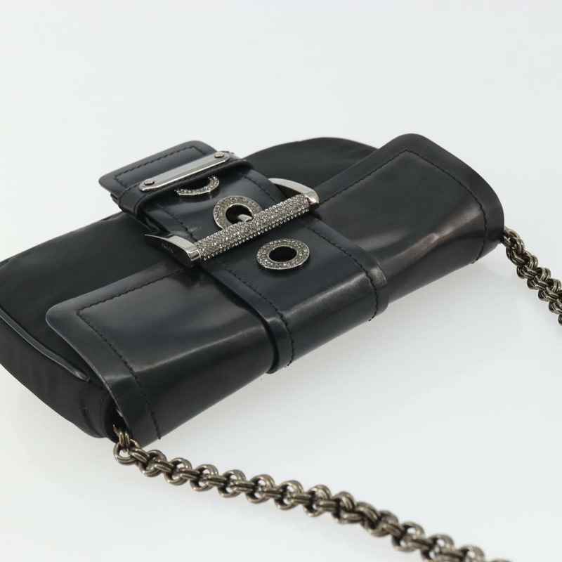 【日本直送】PRADA 鏈條單肩包 尼龍 棕色 銀色 正品 175639A-5