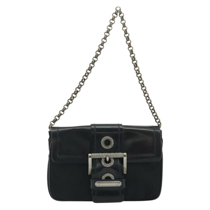 【日本直送】PRADA 鏈條單肩包 尼龍 棕色 銀色 正品 175639A-12