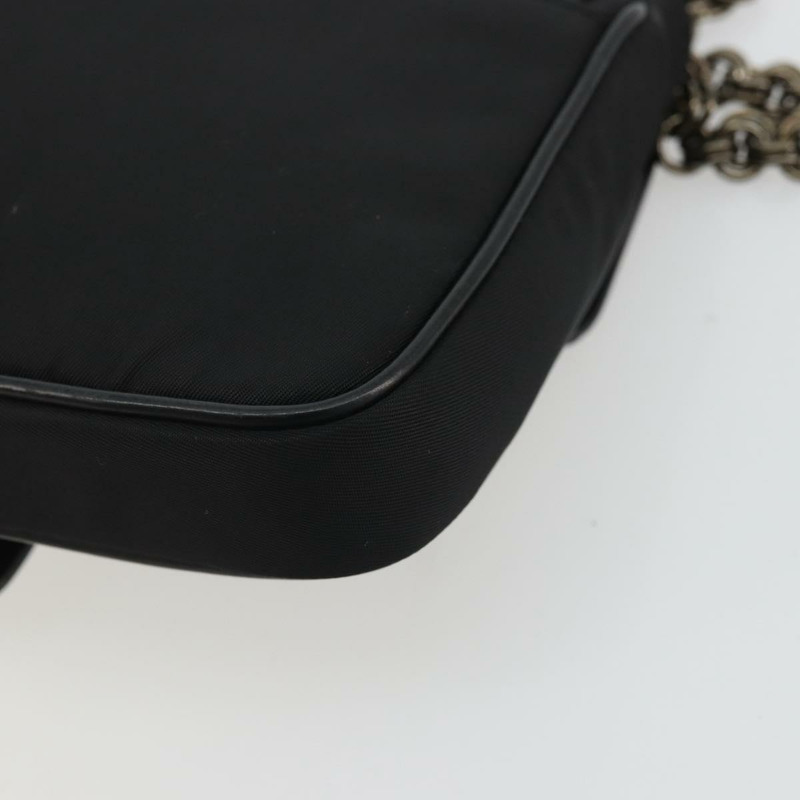 【日本直送】PRADA 鏈條單肩包 尼龍 棕色 銀色 正品 175639A-15