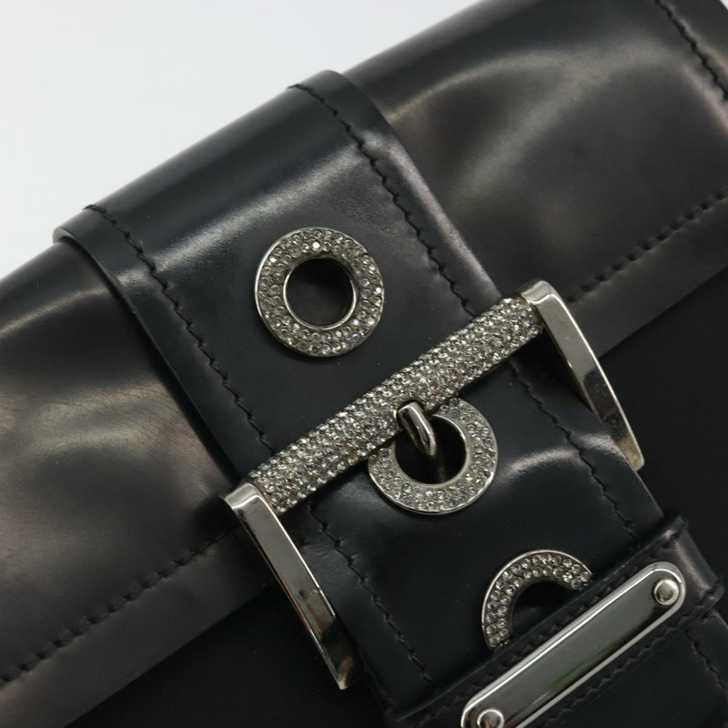 【日本直送】PRADA 鏈條單肩包 尼龍 棕色 銀色 正品 175639A-17