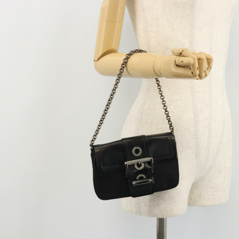 【日本直送】PRADA 鏈條單肩包 尼龍 棕色 銀色 正品 175639A-23