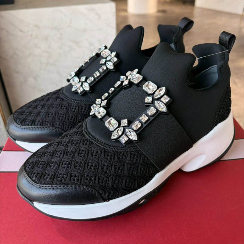 RV 方框水鑽休閒鞋/黑-1