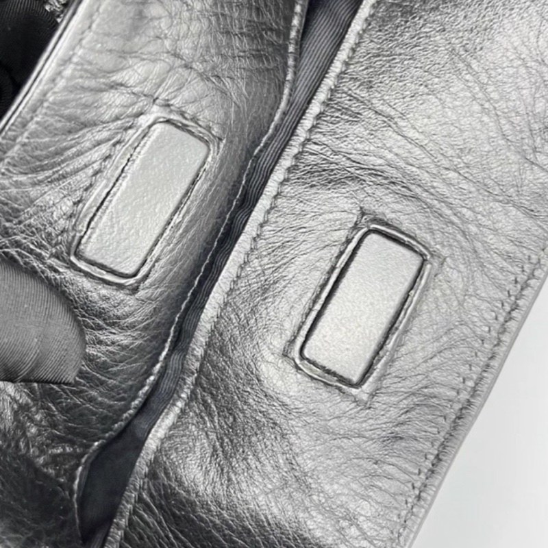 YSL聖羅蘭黑色油蠟皮Niki shopping bag中號托特包單肩手提包-17