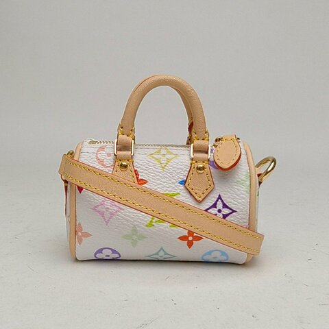 LOUIS VUITTON 白三彩PVC村上隆聯名款MICROSPEEDY零錢包掛件肩背包