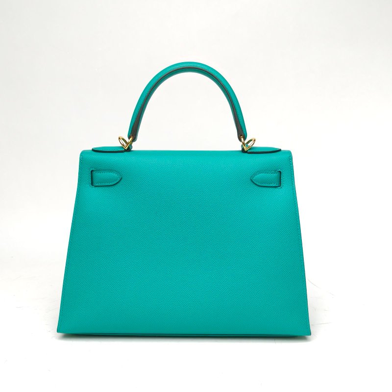 HERMES Kelly28U1維羅納綠Epsom皮D刻金扣肩背包-2