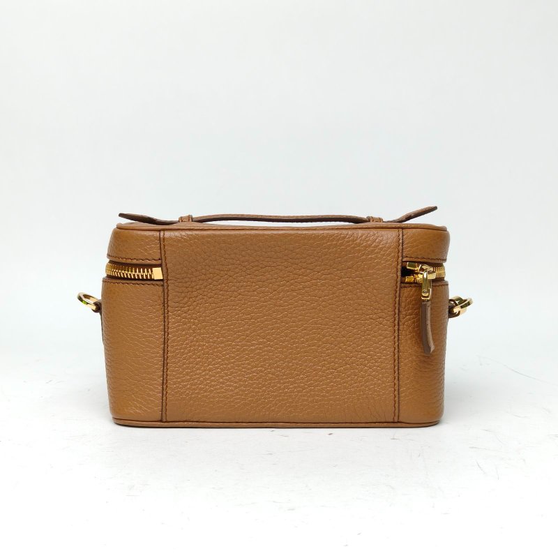 PRADA 棕色牛皮新款LP盒子包飯盒包配可拆卸肩帶肩背包-2