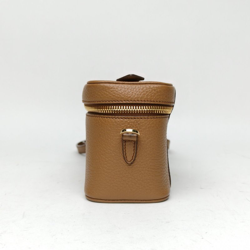 PRADA 棕色牛皮新款LP盒子包飯盒包配可拆卸肩帶肩背包-3