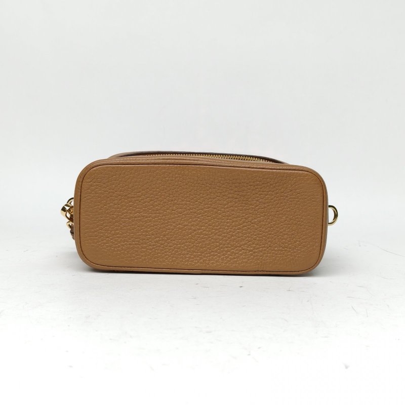 PRADA 棕色牛皮新款LP盒子包飯盒包配可拆卸肩帶肩背包-4