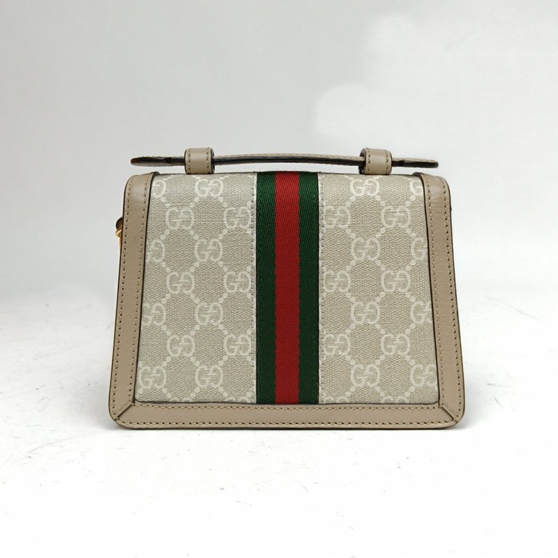 GUCCI Ophidia郵差包紅綠條紋織帶迷你拼色PVC金扣肩背包-2