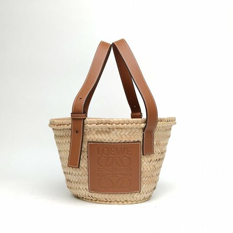LOEWE Basket棕櫚葉草編籃子手袋小號焦糖色草編肩背包