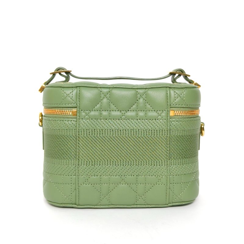 DIOR DiortravelVanity化妝包小號綠色羊皮金扣肩背包-2