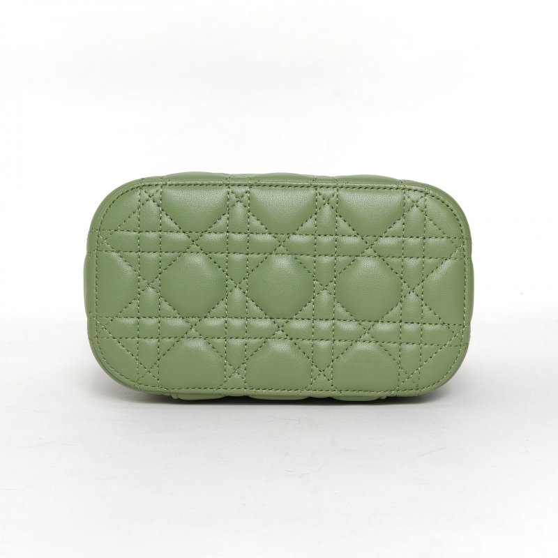 DIOR DiortravelVanity化妝包小號綠色羊皮金扣肩背包-4