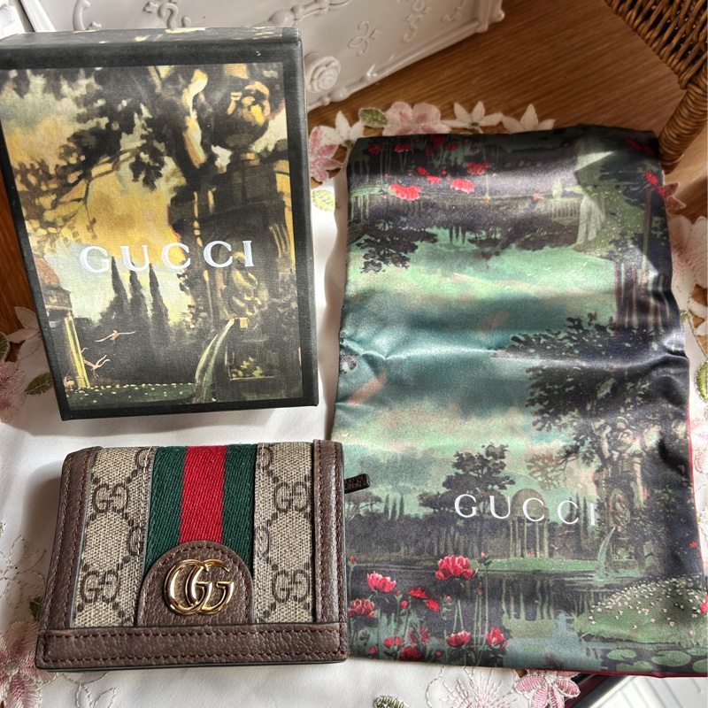 [附購證全配] 巴黎專櫃購回 Gucci Ophidia 三折短夾｜絕版限定花園噴泉彩繪盒及防塵袋｜巴黎買正貨-3