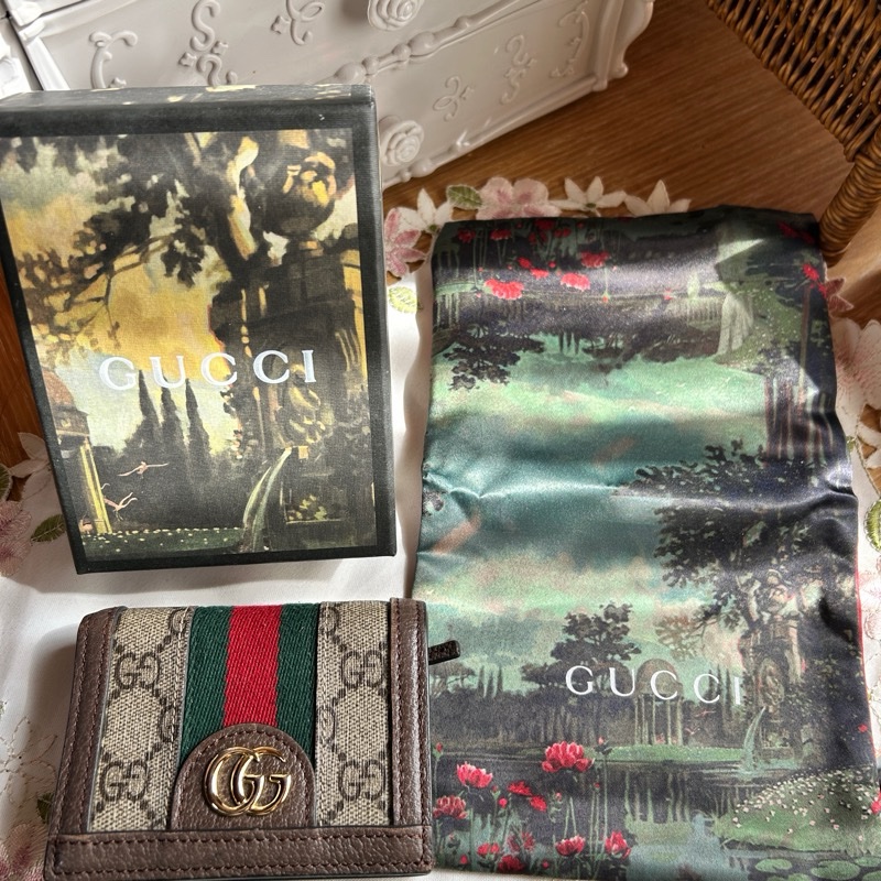 [附購證全配] 巴黎專櫃購回 Gucci Ophidia 三折短夾｜絕版限定花園噴泉彩繪盒及防塵袋｜巴黎買正貨-20