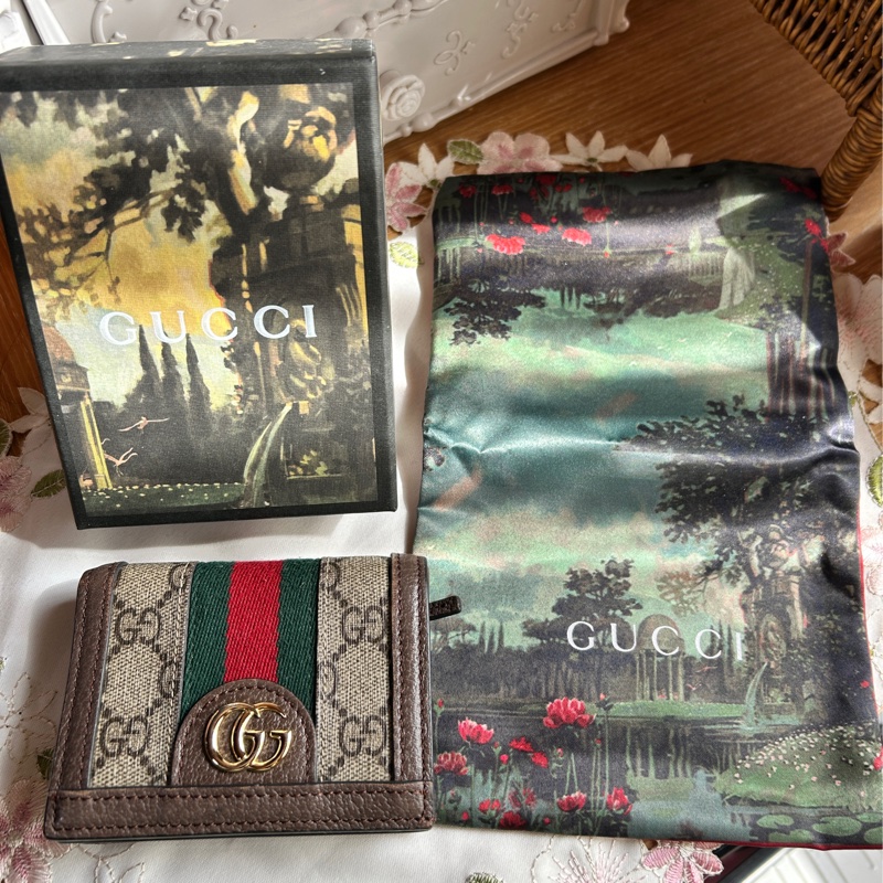 [附購證全配] 巴黎專櫃購回 Gucci Ophidia 三折短夾｜絕版限定花園噴泉彩繪盒及防塵袋｜巴黎買正貨-27