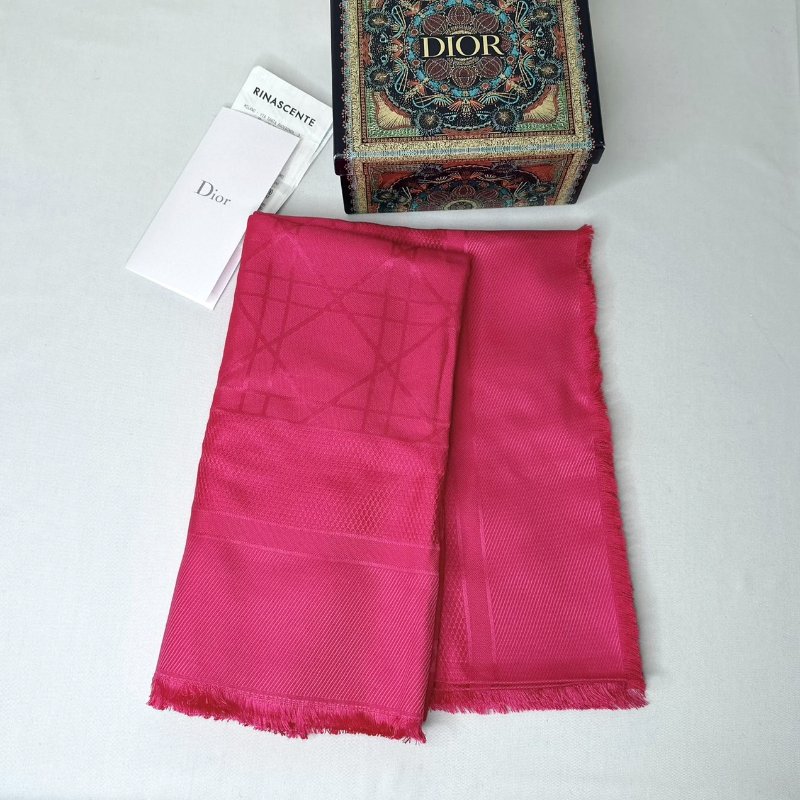 DIOR 藤格紋真絲混羊毛披肩-0