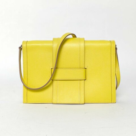 HERMES HPassant小號21檸檬黃EC皮Z刻銀扣肩背包