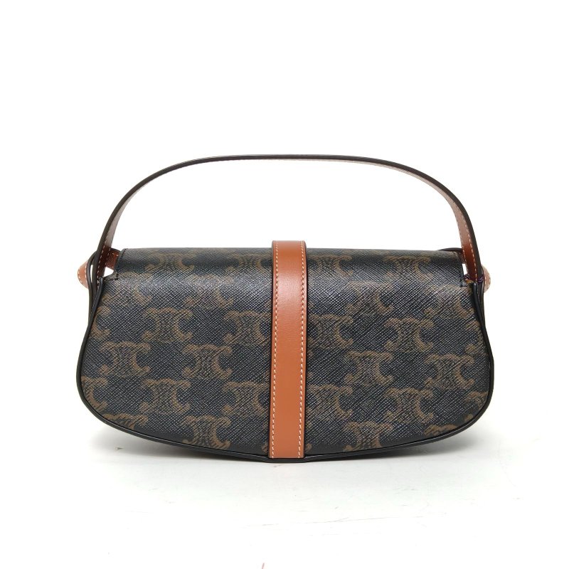 CELINE TABOU鎖頭法棍包凱旋門印花褐色PVC肩背包-2