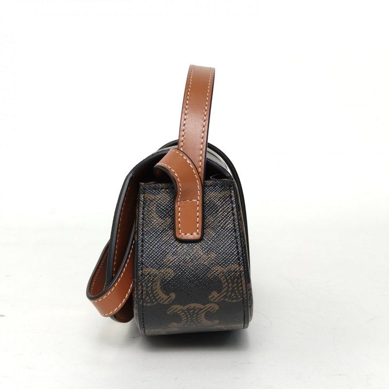 CELINE TABOU鎖頭法棍包凱旋門印花褐色PVC肩背包-3