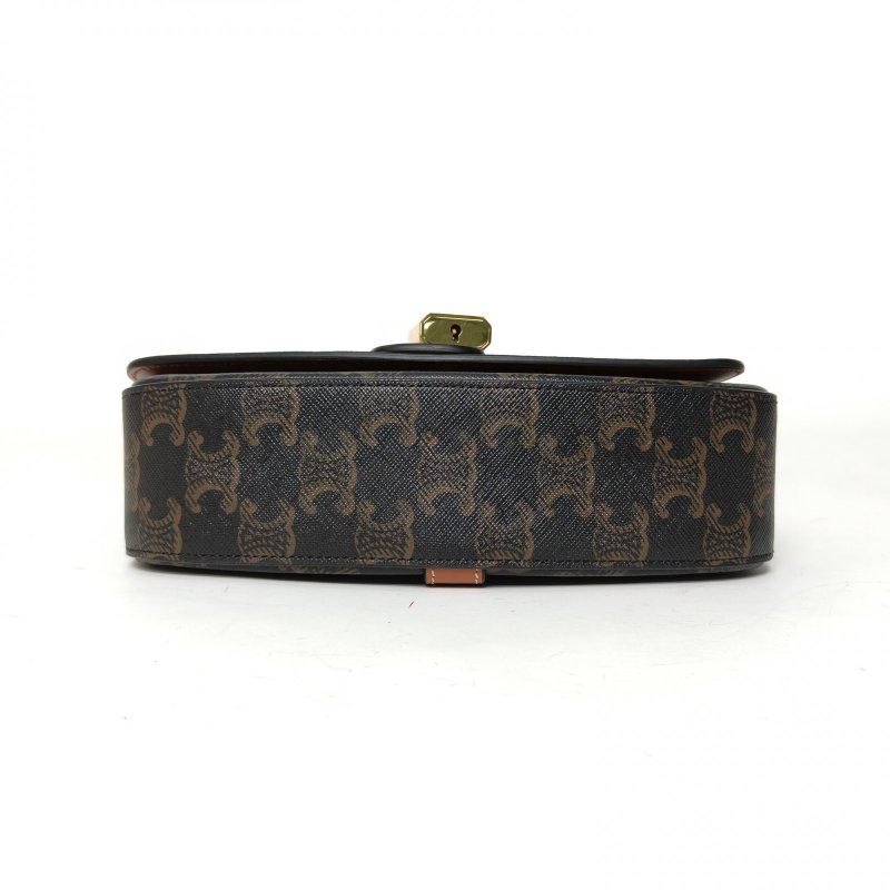 CELINE TABOU鎖頭法棍包凱旋門印花褐色PVC肩背包-4