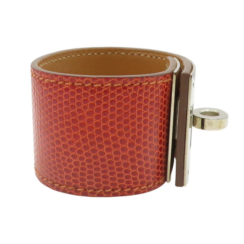 紅色 蜥蜴皮 Kelly Dog 手環 □O刻 銀扣【HERMES 愛馬仕】-2