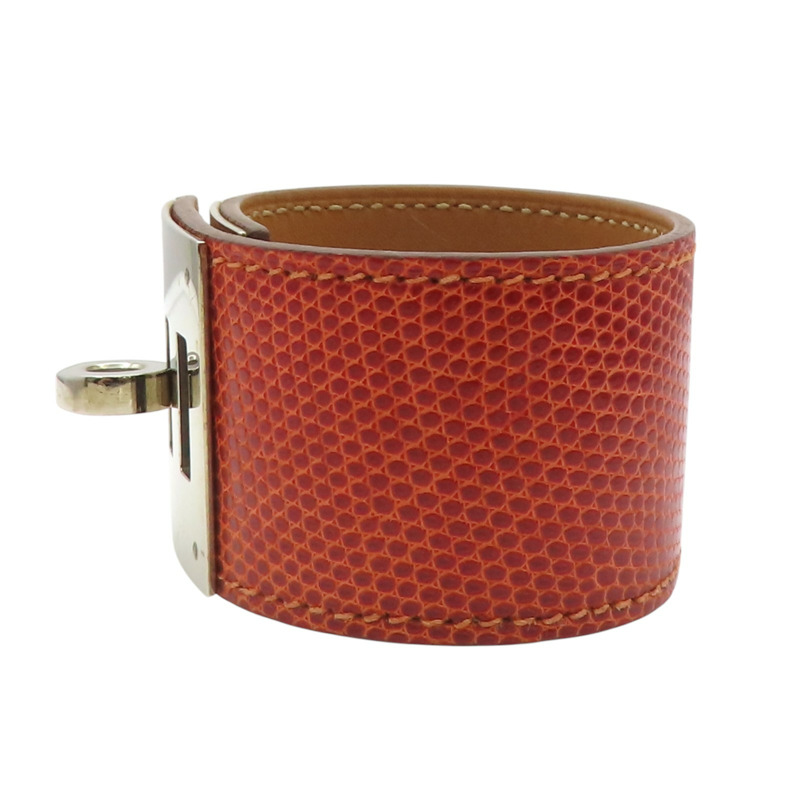 紅色 蜥蜴皮 Kelly Dog 手環 □O刻 銀扣【HERMES 愛馬仕】-3