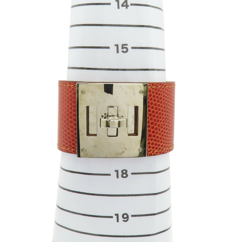 紅色 蜥蜴皮 Kelly Dog 手環 □O刻 銀扣【HERMES 愛馬仕】-10