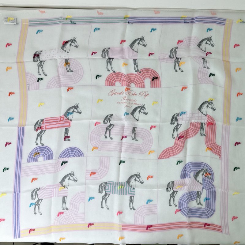 HERMES 全新Garde-Robe Pop絲巾80-4