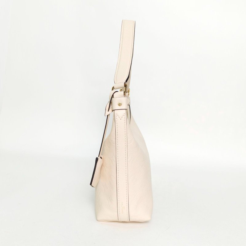 LOUIS VUITTON 米白色牛皮金扣晶片SacportHobo壓花腋下包肩背包-1