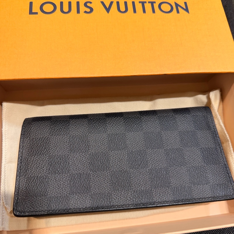 LV Alexander 黑灰棋盤格8格拉鏈零錢袋對折長夾-1