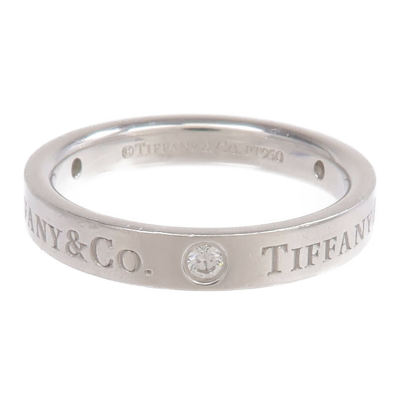 TIFFANY＆CO PT950鉑金T&Co Band Ring 3 Diamonds鑽石戒指-1