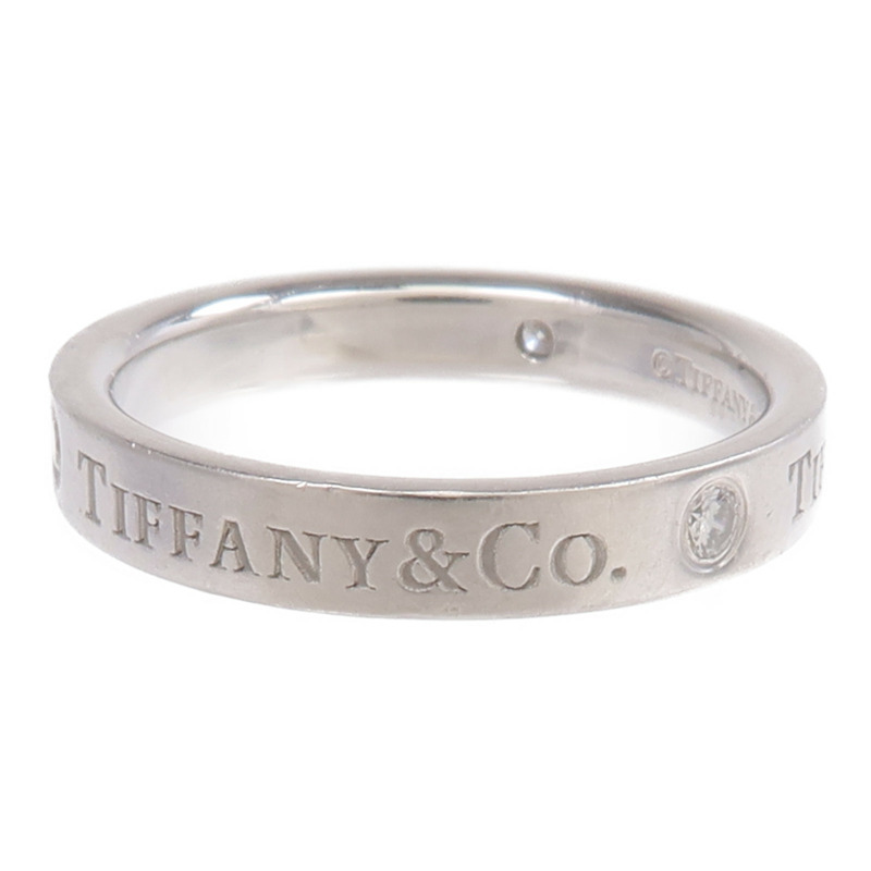 TIFFANY＆CO PT950鉑金T&Co Band Ring 3 Diamonds鑽石戒指-2