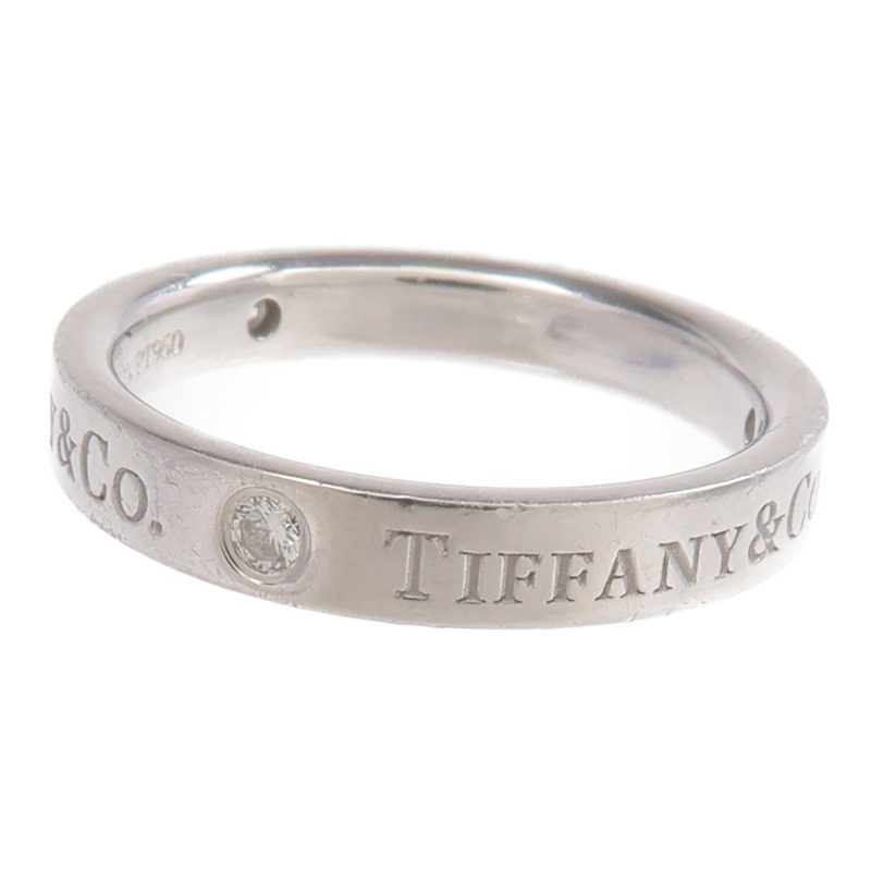 TIFFANY＆CO PT950鉑金T&Co Band Ring 3 Diamonds鑽石戒指-3