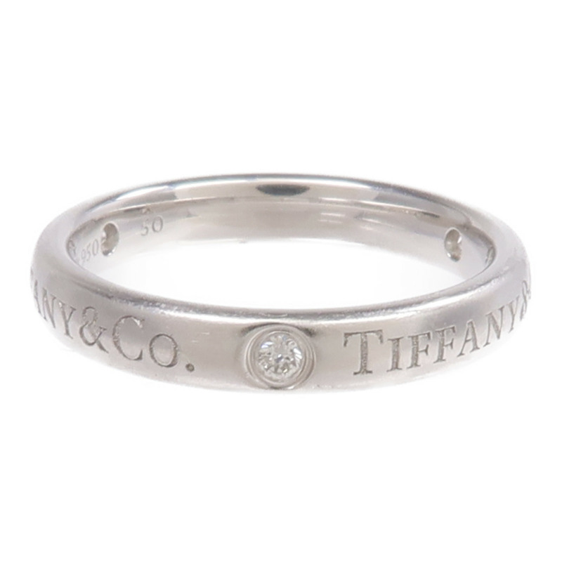 TIFFANY＆CO PT950鉑金T&Co Band Ring 3 Diamonds鑽石戒指-1